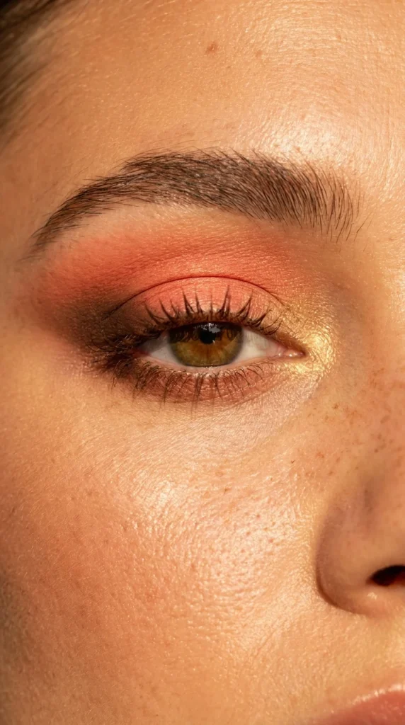 Coral bronze summer eye makeup