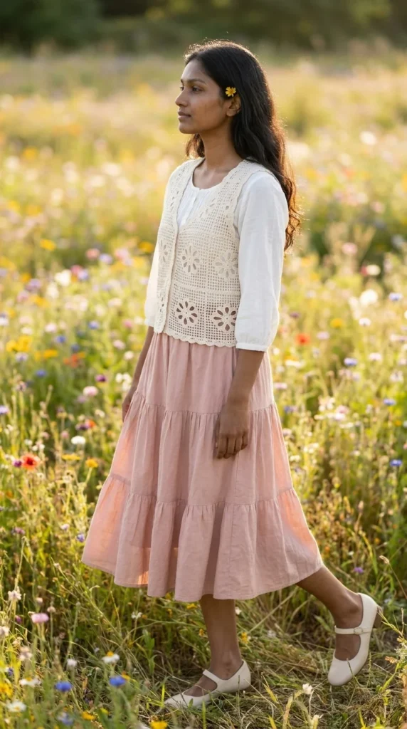 Crochet lace vest cottagecore women