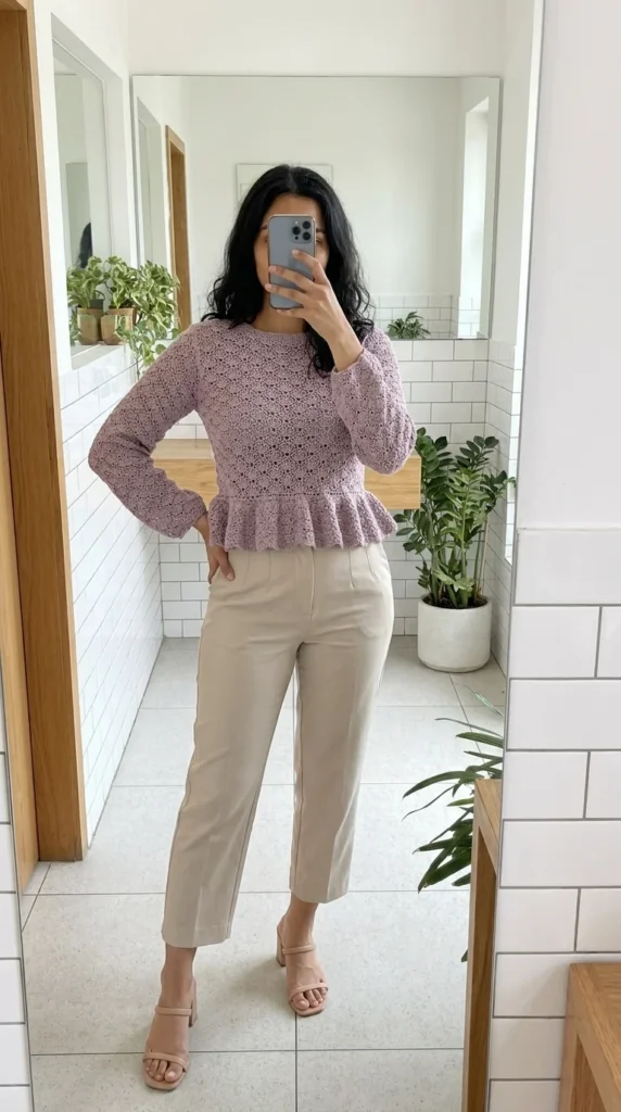 Crochet peplum blouse women summer