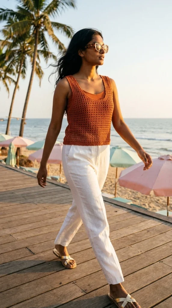 Crochet tank vest summer beach outfit
