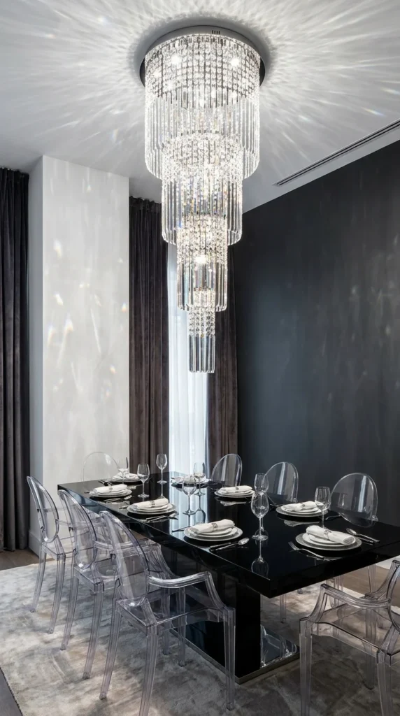 Crystal chandelier dining room