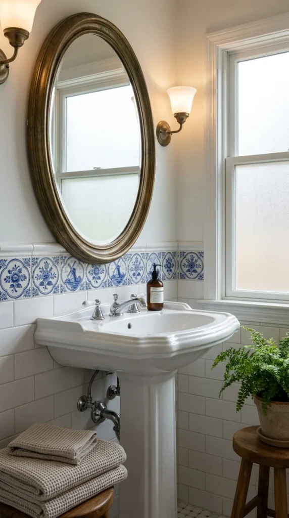 Delft blue white bathroom tiles