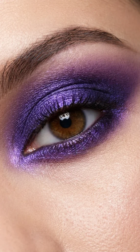 Electric purple halo eye makeup