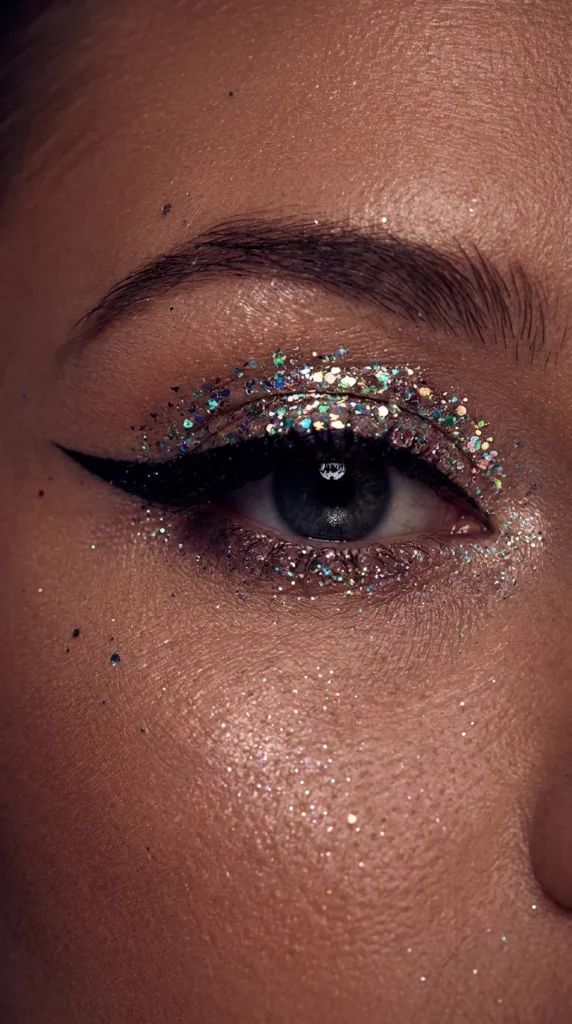 Glitter party eye makeup look