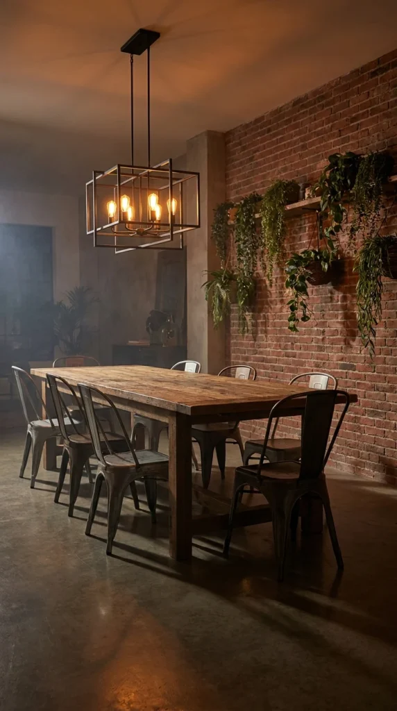 Industrial dining room lighting fixture