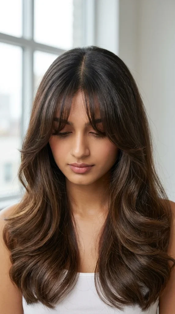 Long layered curtain bangs