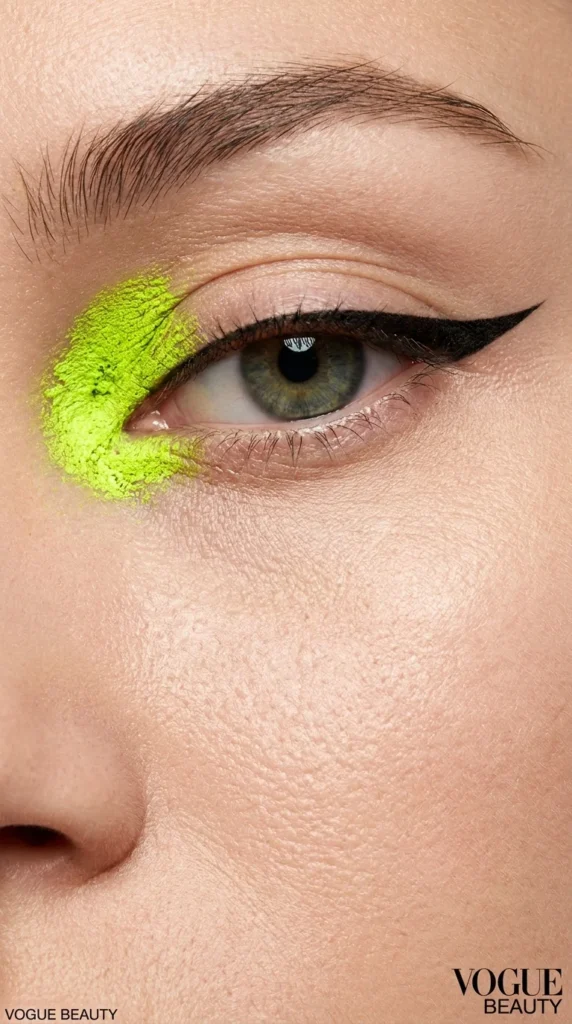Neon inner corner eye makeup