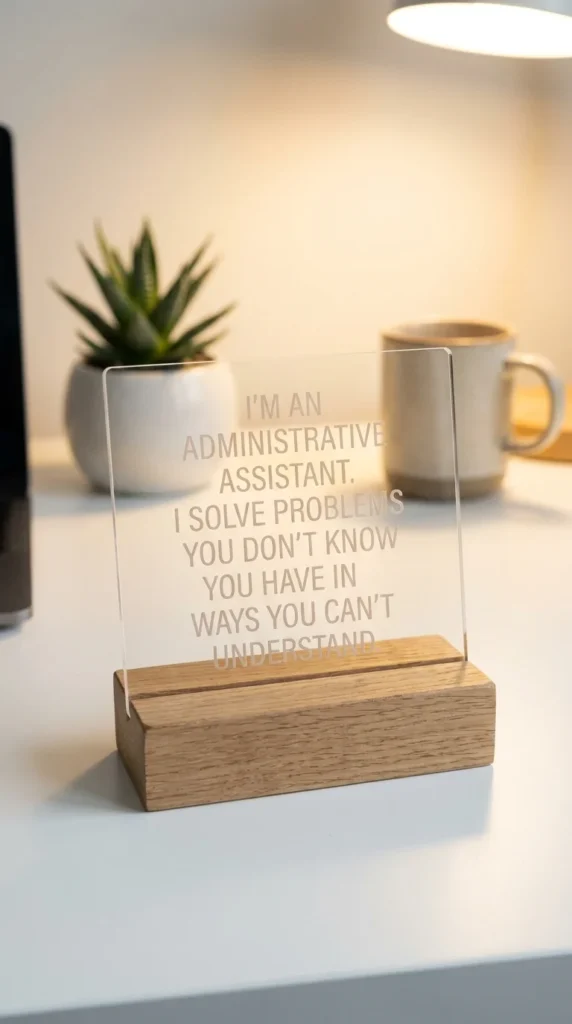 Personalized desk sign office admin