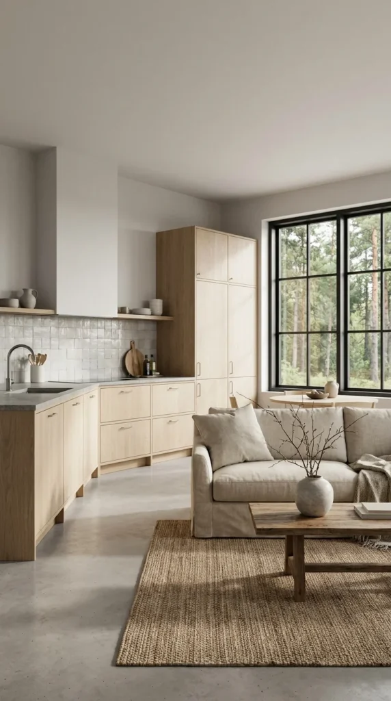 Scandinavian open kitchen living room ideas