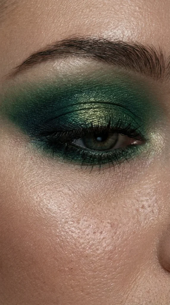Smoky emerald green eye makeup