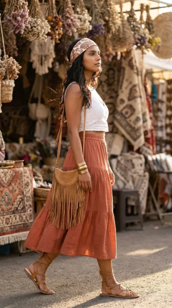 boho bandana outfit women summer