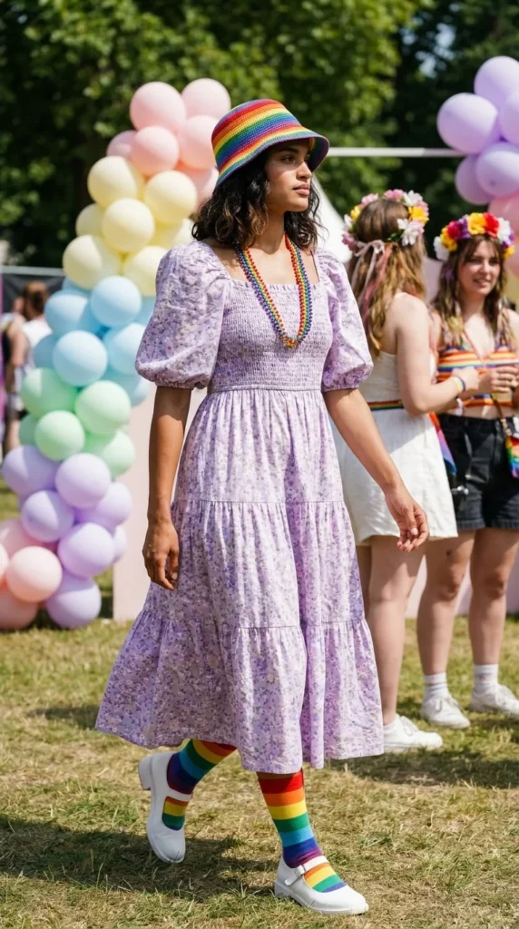 cottagecore Pride festival dress outfit