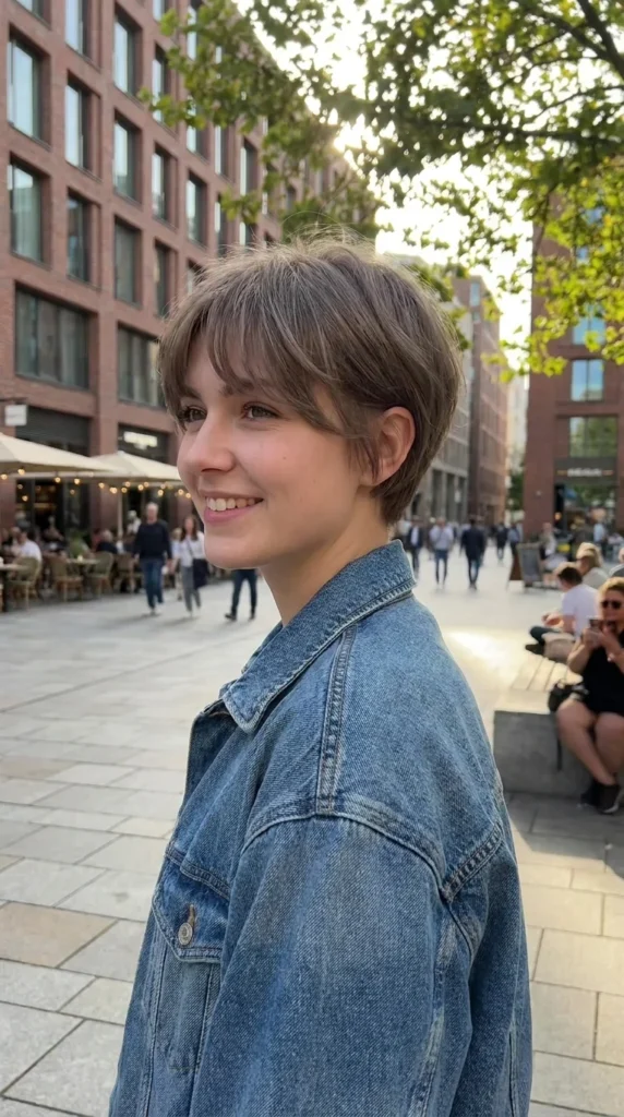 curtain bangs short hair pixie
