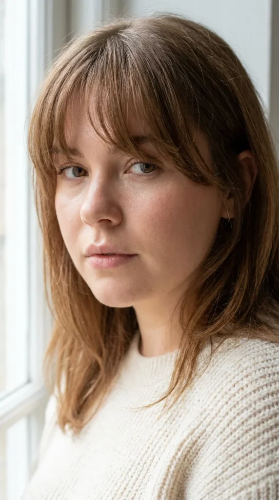 soft curtain bangs round face