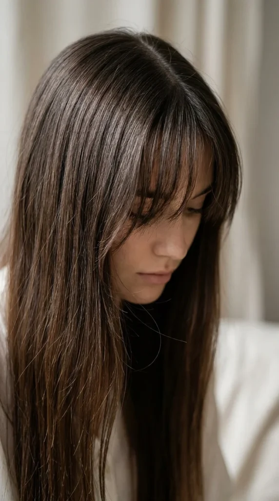 wispy curtain bangs straight hair