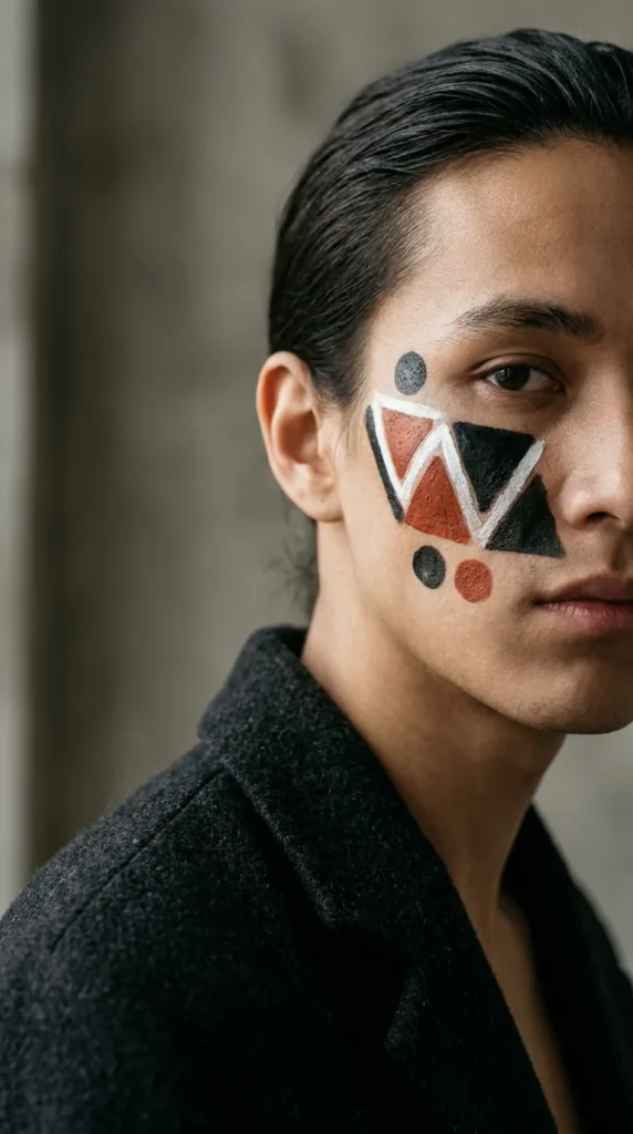 geometric cheek mark face paint