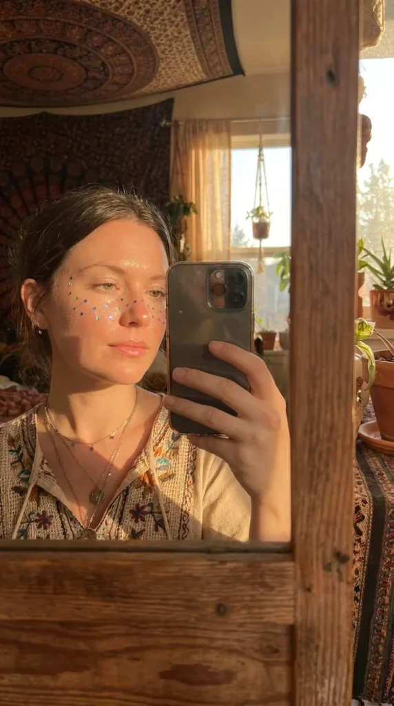 glitter freckle constellation face paint