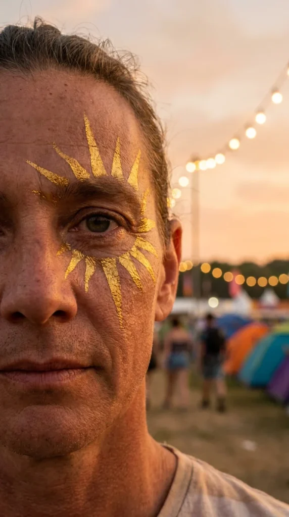 gold sunburst face paint adults