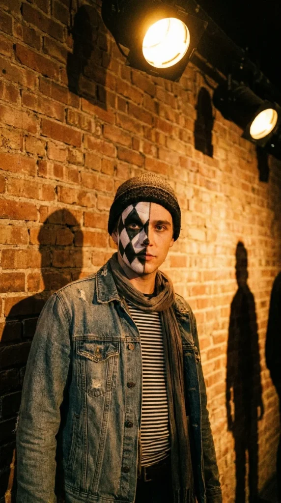 harlequin diamond face paint design