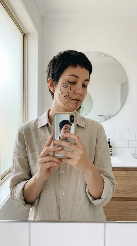 minimalist single line face paint