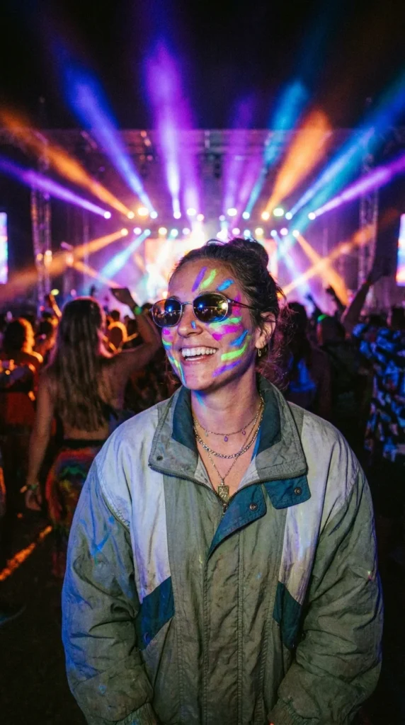 neon UV rave face paint streaks